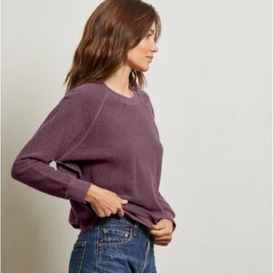 NWT Ziggy-Plum-reverse fleece shrunken crew neck sweatshirt